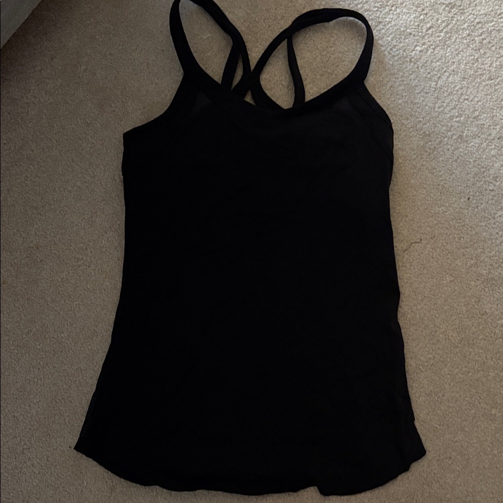 LuluLemon black strappy racer back tank top Sz S